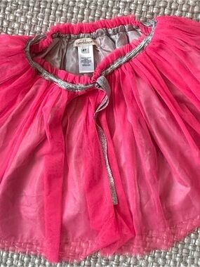 EverBloom Girls Hot Pink Tulle Skirt with Silver Waist Tie